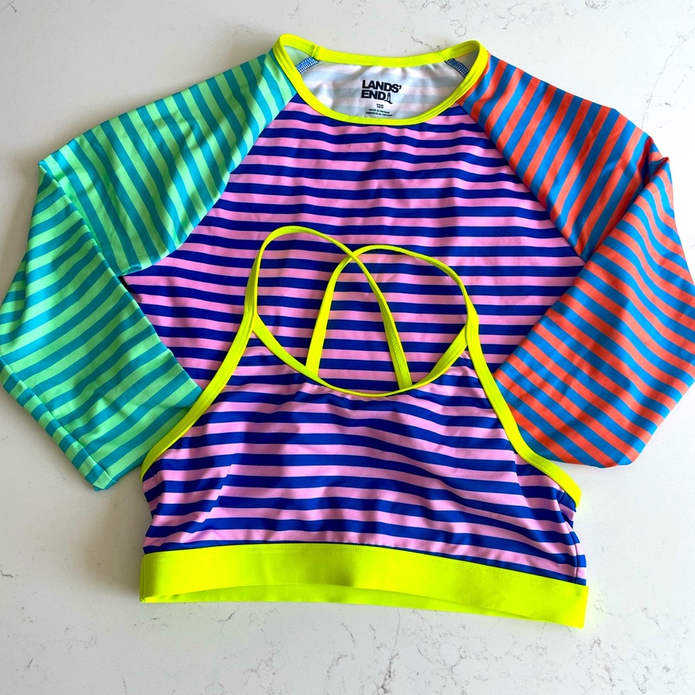 Lands’ End Kids’ Rashguard and Swimsuit top